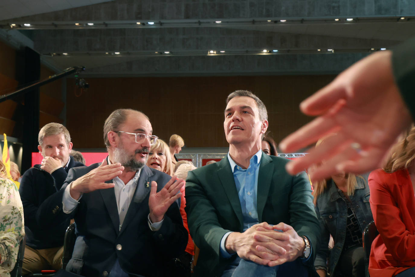 Lambán y Sánchez, en un mitin del PSOE.