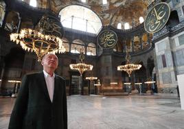 Recep Tayyip Erdogan en una anterior visita a la Gran Mezquita de Santa Sofía.