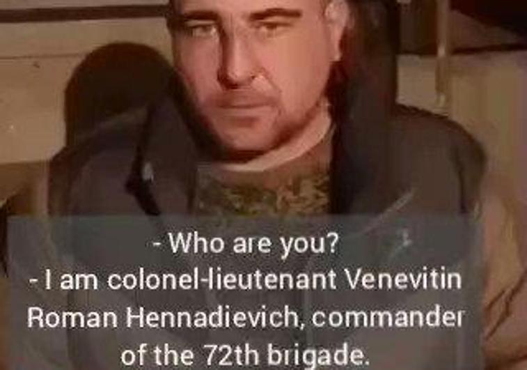 Imagen de vídeo del interrogatorio del mando militar ruso apresado por los mercenarios de Wagner