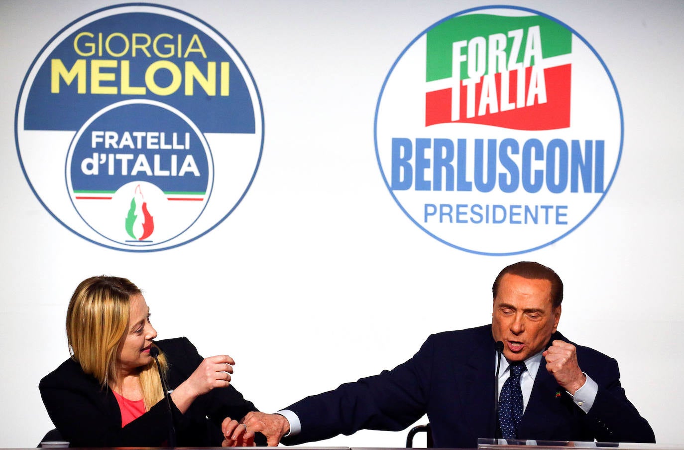 En una rueda de prensa conjunta con Giorgia Meloni en Roma, en 2018.