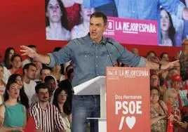 Sánchez durante el acto del PSOE este domingo en Dos Hermanas