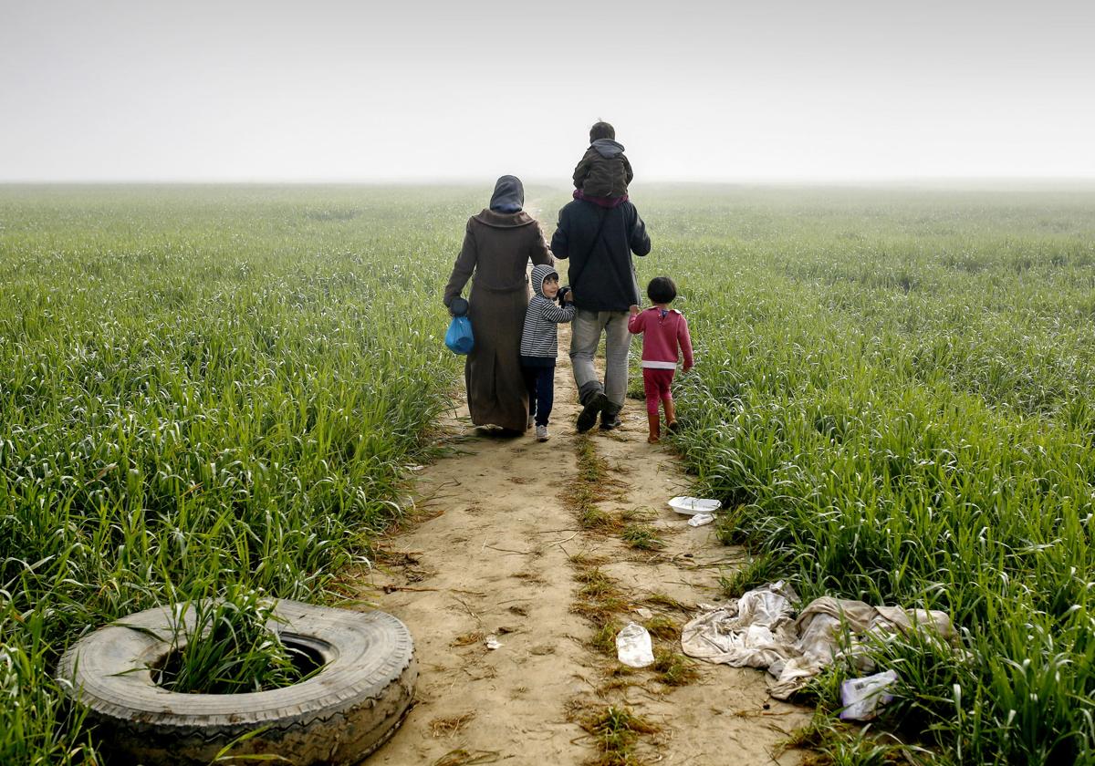 Familia refugiada.