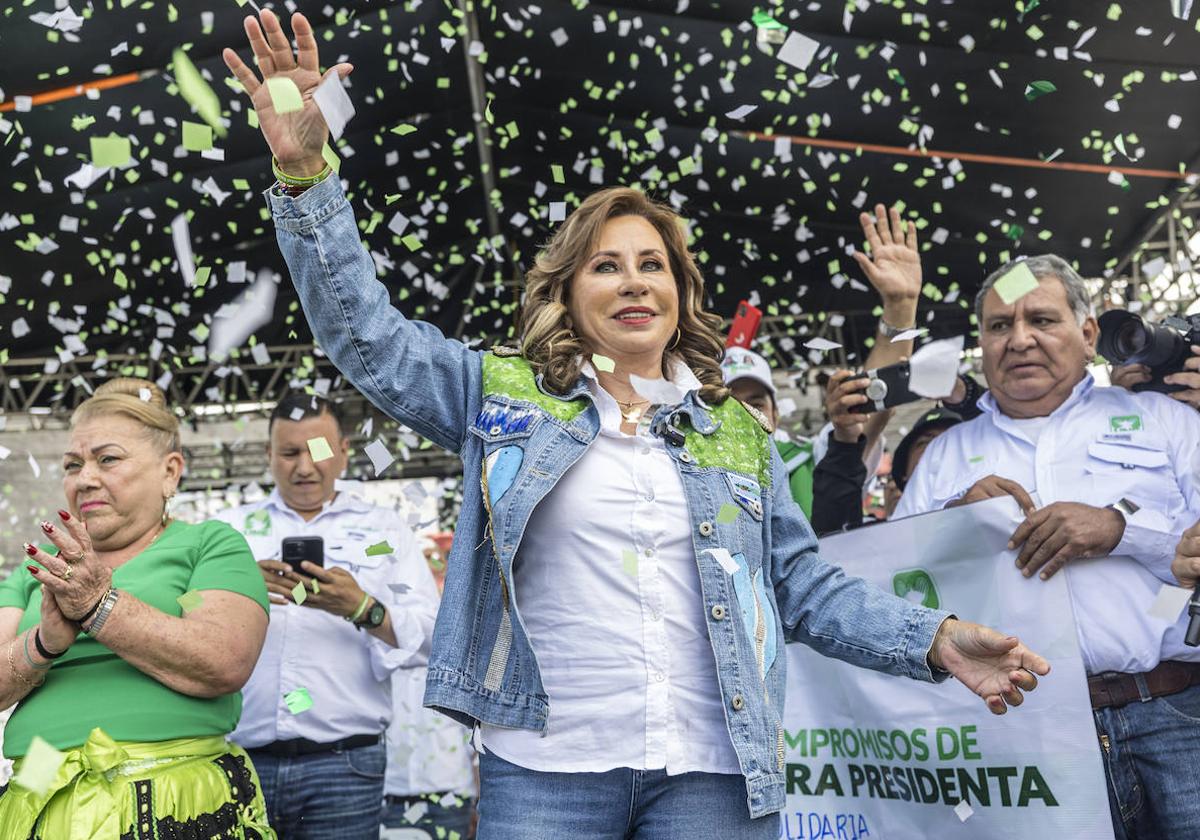 La ex primera dama y candidata presidencial Sandra Torres en un mitín de cierre de campaña