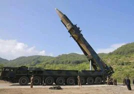 Imagen de archivo de un misil balístico en Corea del Norte.