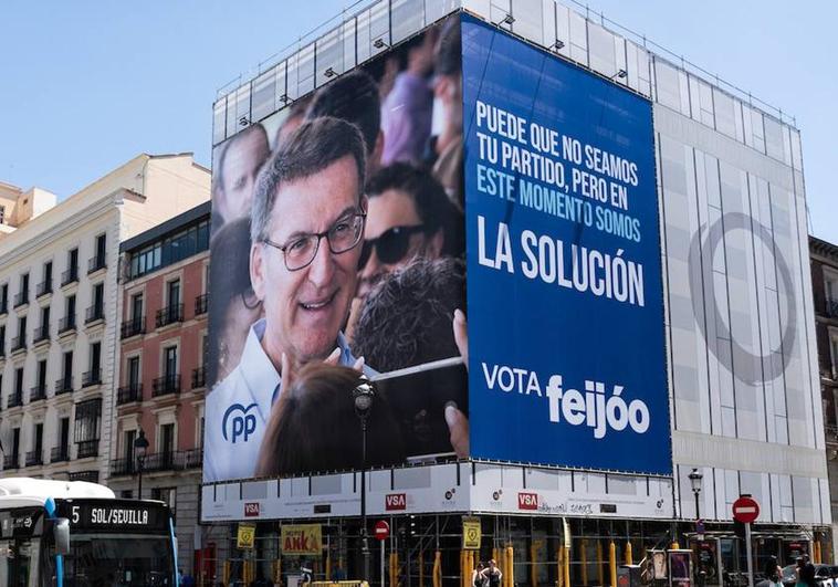 Lona electoral del PP en Madrid.