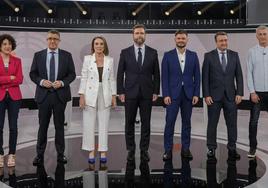 Los portavoces parlamentarios de los siete partidos que participaron en el último debate televisivo.