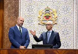 El presidente del Parlamento israelí, Amir Ohana, y su homólogo marroquí, Rachid Talbi Alami, en una reunión que tuvo lugar en junio en Rabat