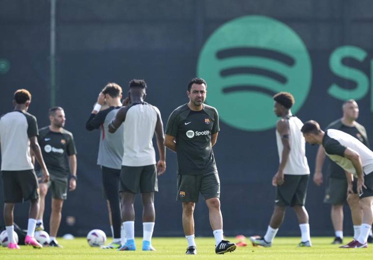 Xavi Hernández, durante un entrenamiento de pretemporada del Barça.