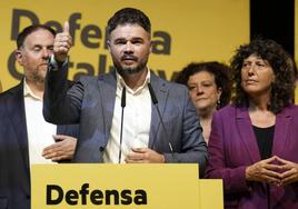 Gabriel Rufián, candidato de ERC valorando los resultados electorales