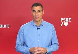 Pedro Sánchez en una captura del vídeo grabado esta mañana en Ferraz.