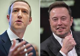 Mark Zuckerberg (izquierda), propietario del emporio Meta, y Elon Musk, dueño de Testa, SpaceX y la red social X (Twitter).