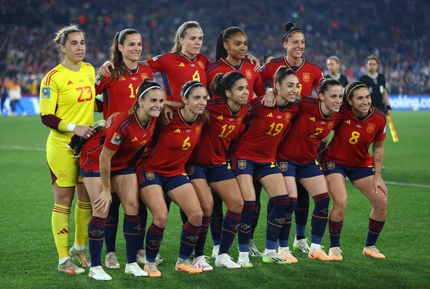 La formación inicial de España para la gran final del Mundial femenino contra Inglaterra.