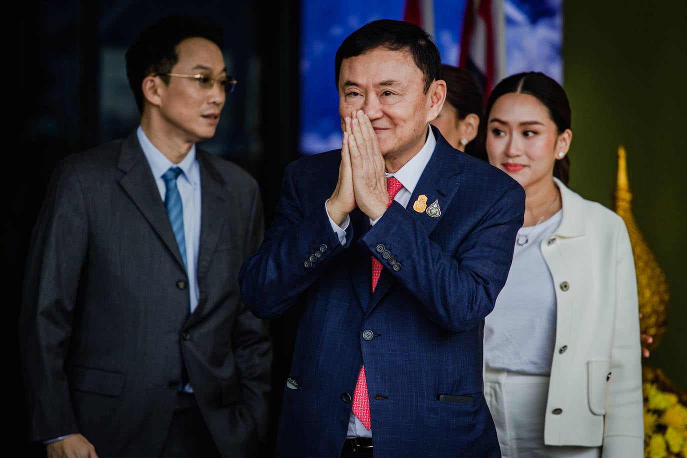 Thaksin Shinawatra, a su llegada a Bangkok ayer