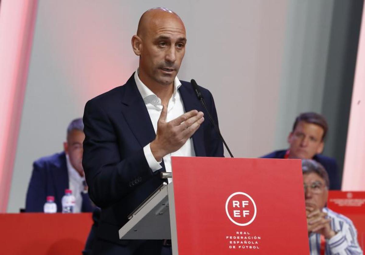 Luis Rubiales, durante la asamblea del pasado viernes.