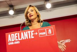 La portavoz del PSOE, Pilar Alegría, en Ferraz