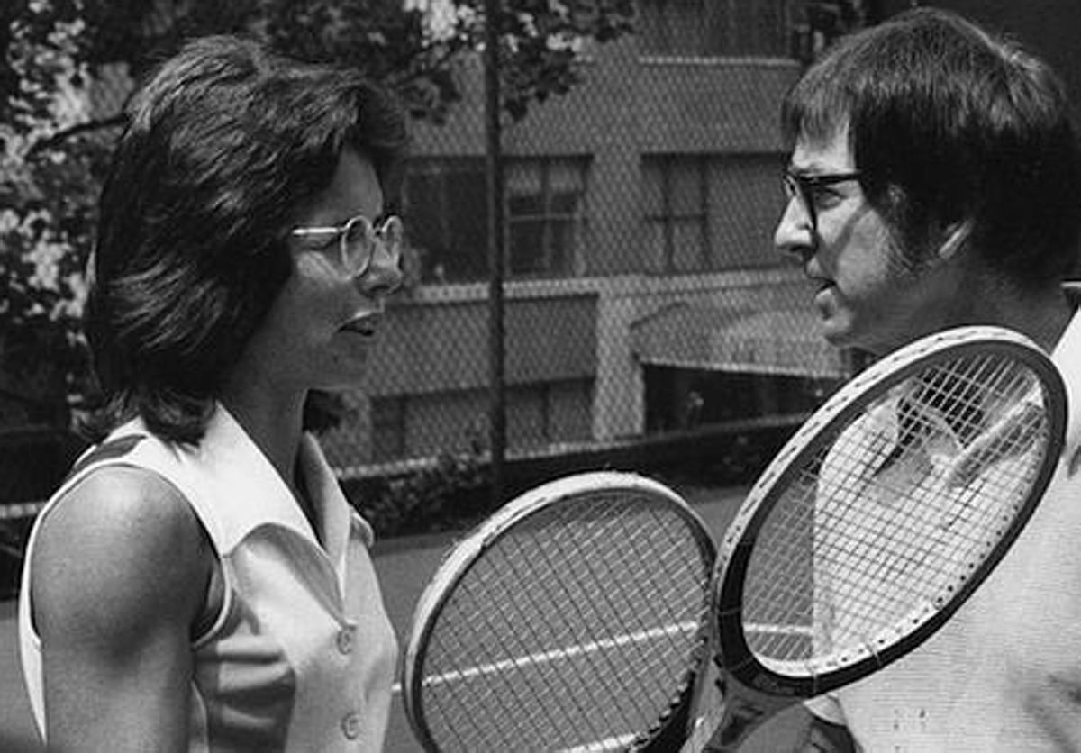 Billie Jean King y Bobby Riggs en 1973.