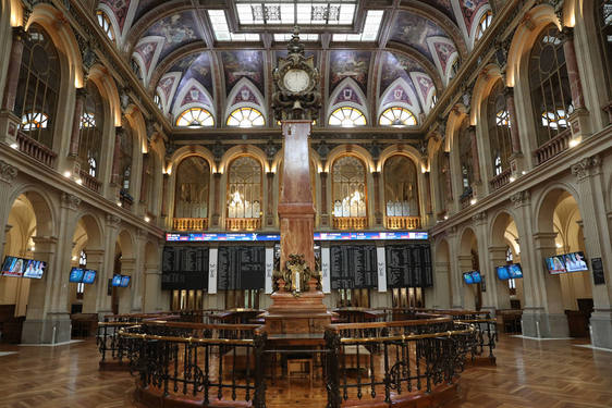 Interior de la Bolsa de Madrid.