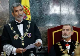 El expresidente el Tribunal Supremo y del CGPJ, Carlos Lesmes, el pasado año durante su discurso de apertura del año judicial, en el que avanzó su dimisión.
