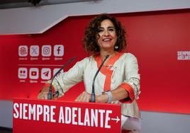 María Jesús Montero este lunes en la sede del PSOE en Ferraz