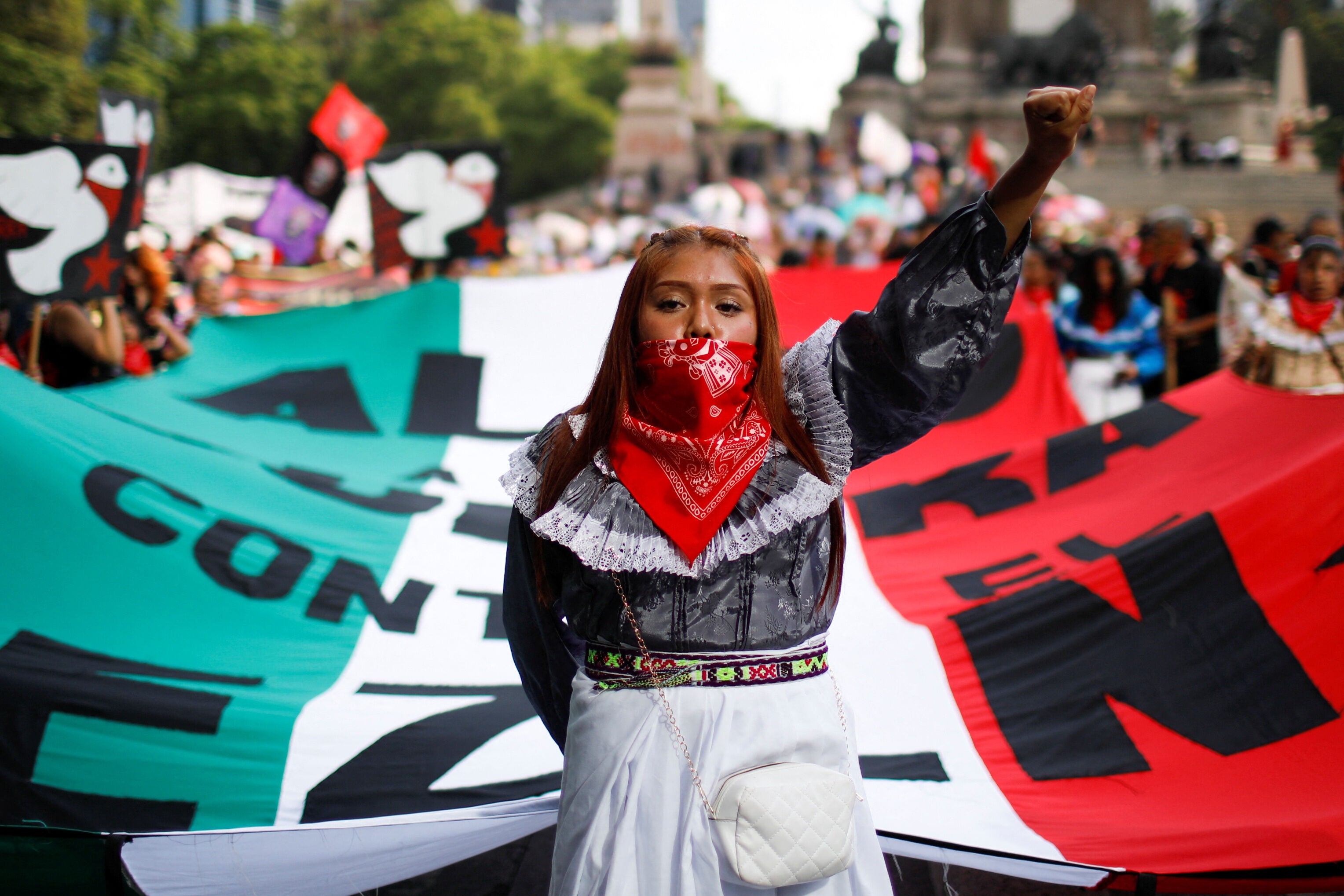 Manifestación de mujeres indígenas contra la violencia en Chiapas.