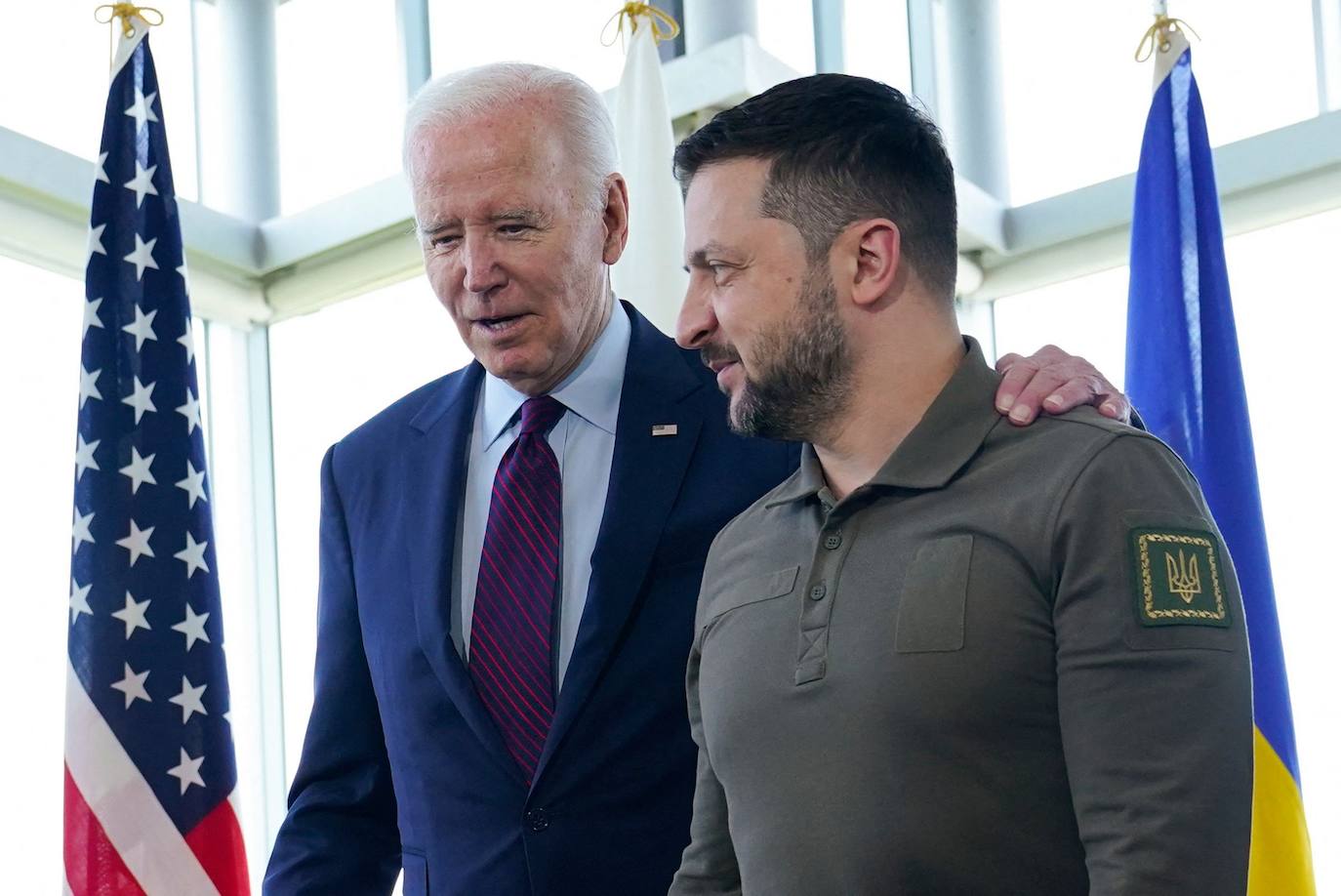 Joe Biden y Volodímir Zelenski durante la Cumbre de Líderes del G7 en Hiroshima