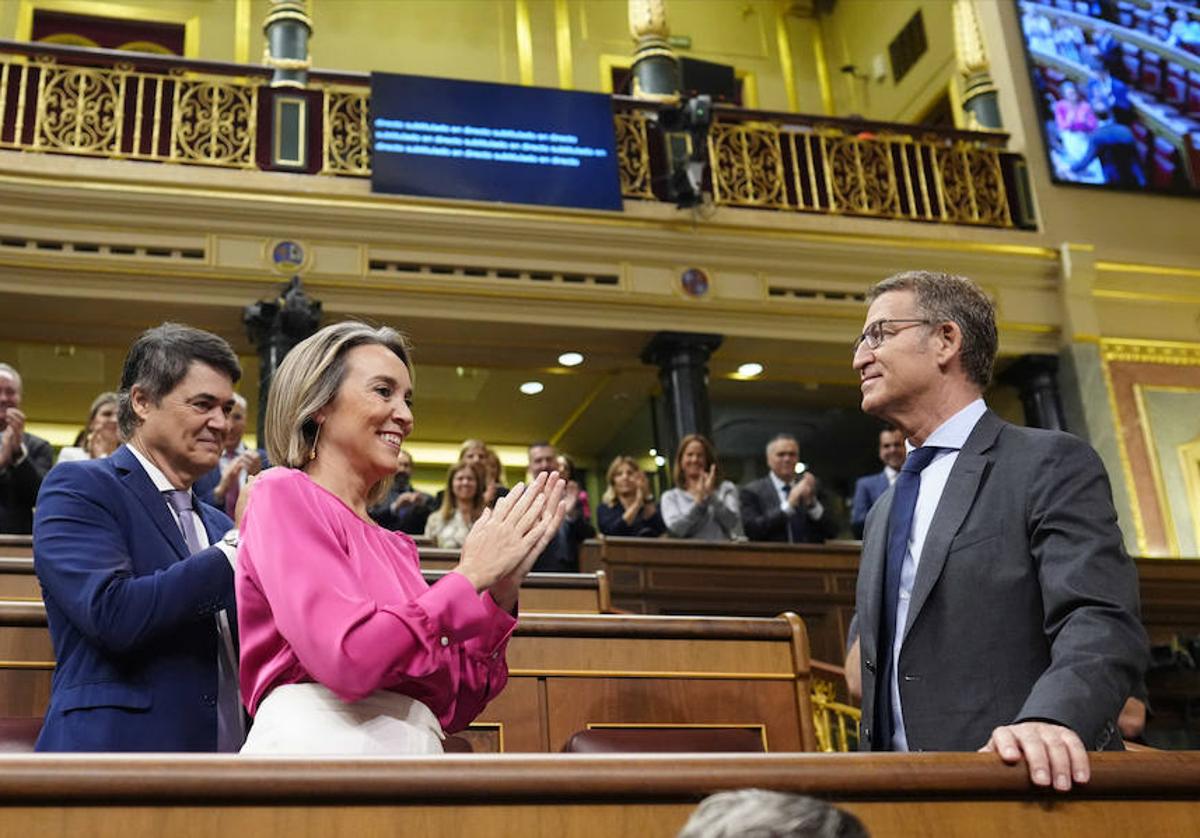 El líder del Partido Popular, Alberto Núñez Feijóo, tras la primera sesión de investidura.