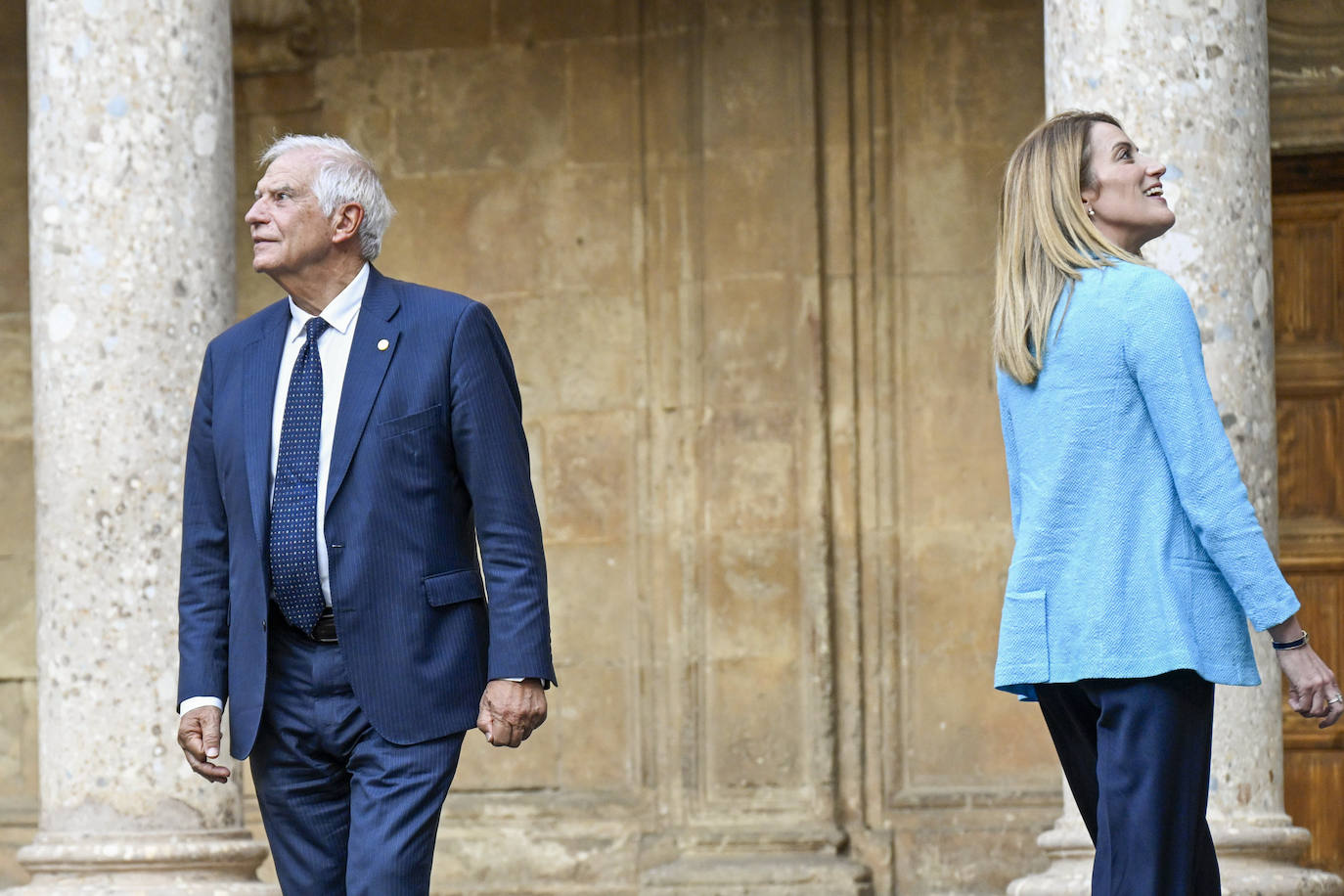 El Alto Representante de la Unión Europea para Asuntos Exteriores y Política de Seguridad, Josep Borrell, y la presidenta del Parlamento Europeo, Roberta Metsola.