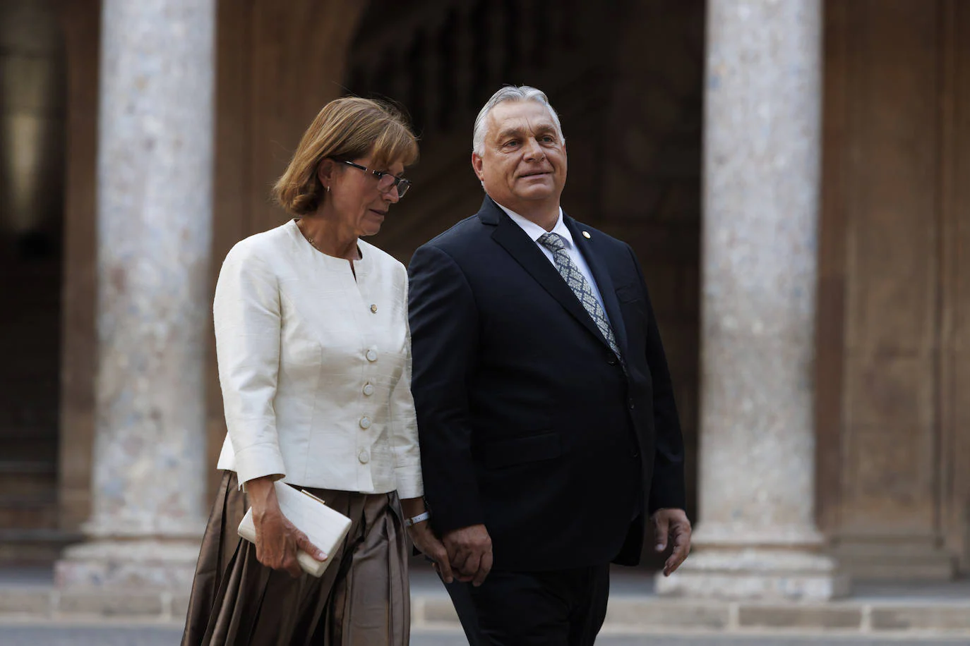 El primer ministro húngaro, Viktor Orban, y su esposa, Aniko Levai.