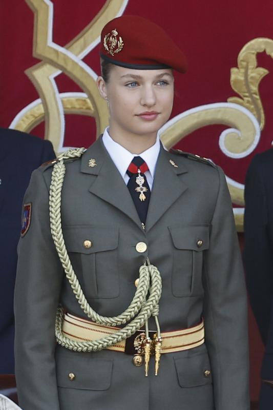 La princesa de Asturias, Leonor, este jueves al desfile del Día de la Fiesta Nacional en Madrid,