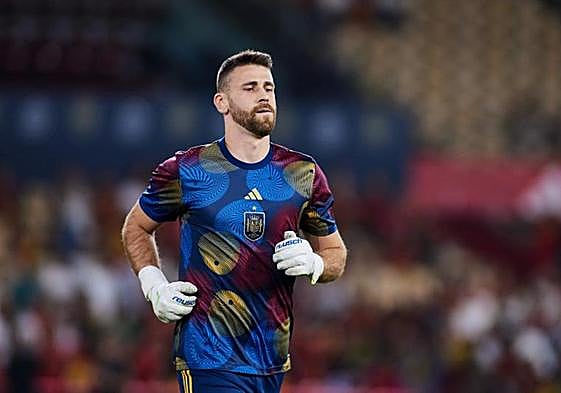 Unai Simón, antes del partido frente a Escocia.