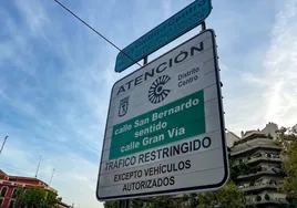 Señalización de la ZBE del distrito centro en Madrid.