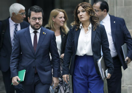 El presidente de la Generalitat, Pere Aragonès, y la consejera de la Presidencia, Laura Vilagrà.