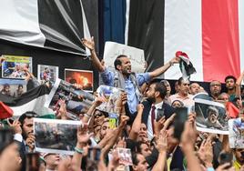 Manifestación propalestina en El Cairo.