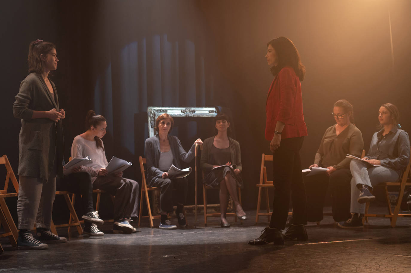 Inés, en un ensayo dela obra que dirige