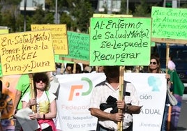 Organizaciones de pacientes de salud mental se manifiestan por Madrid para que se respeten sus derechos.