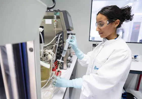 Una técnica trabaja en el laboratorio de Hipra.