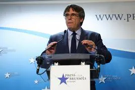 Carles Puigdemont, durante su comparecencia en Bruselas