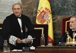 El presidente del Tribunal Supremo Francisco Marín Castán en la pasada apertura del año judicial junto al rey Felipe VI.