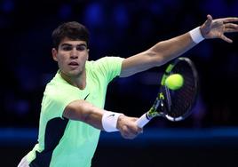 Carlos Alcaraz, durante el partido ante Alexander Zverev.