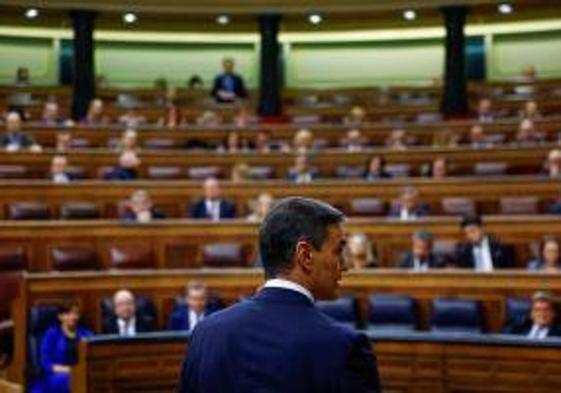 El presidente del Gobierno, Pedro Sánchez, en el Congreso.