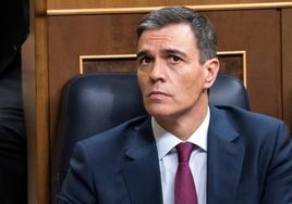 Pedro Sánchez durante la sesión de investidura en el Congreso.