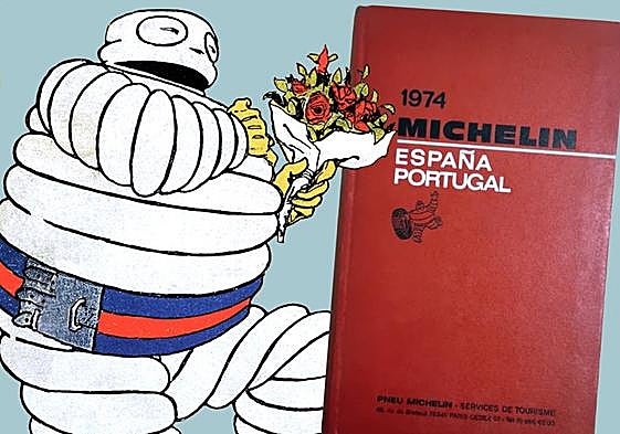 Ilustración publicitaria de Michelin y guía Michelin para España y Portugal 1974.