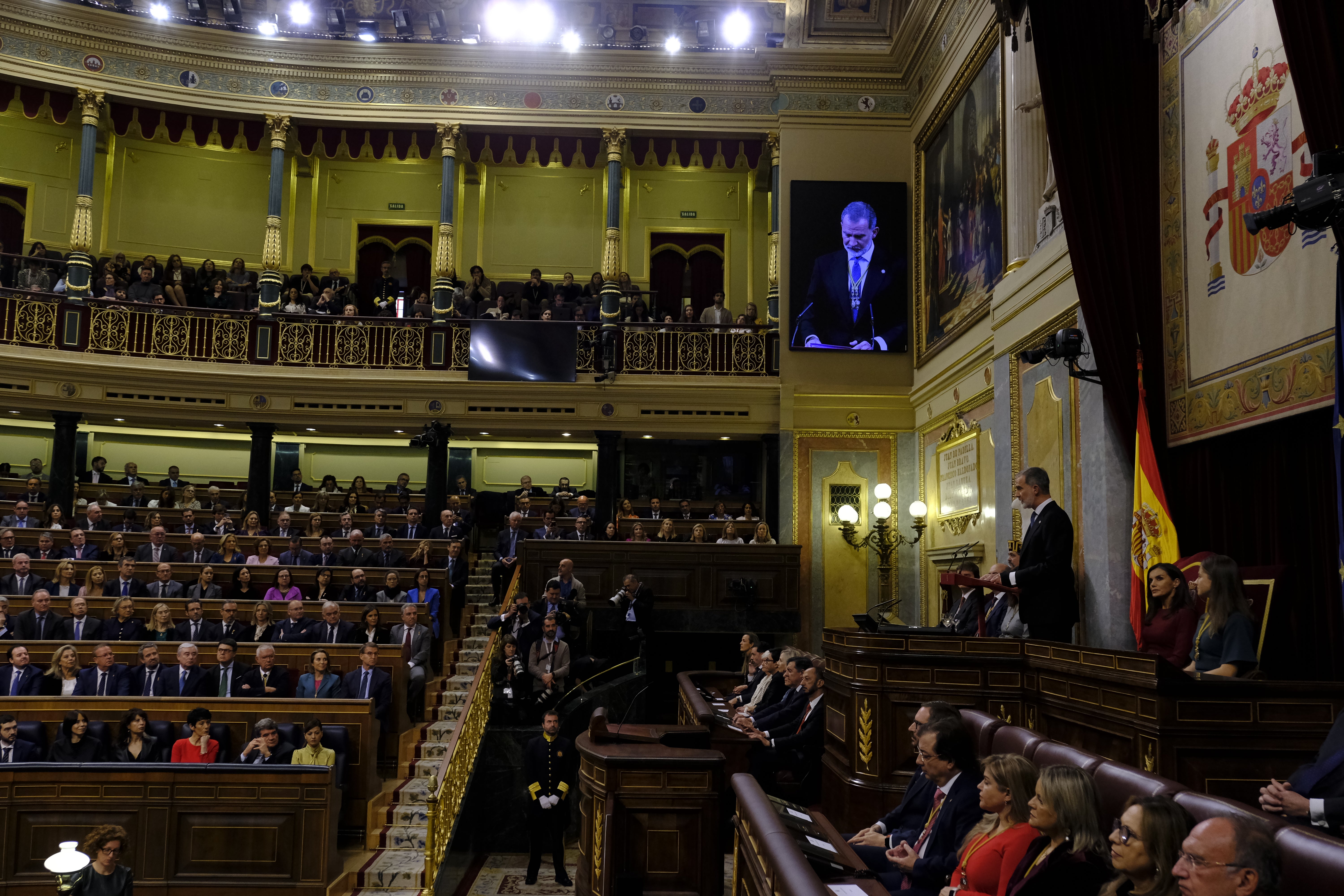 El Rey en su intervención en el Congreso durante la Apertura de las Cortes Generales.