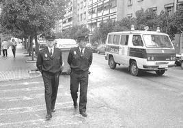 Patrulla de la Policía Nacional en Badajoz.