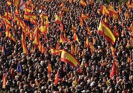La manifestación contra la amnistía en Madrid, en imágenes