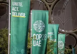 COP28, bajo el lema «Unite.Act.Deliver» (Unir. Actuar. Ofrecer resultados).