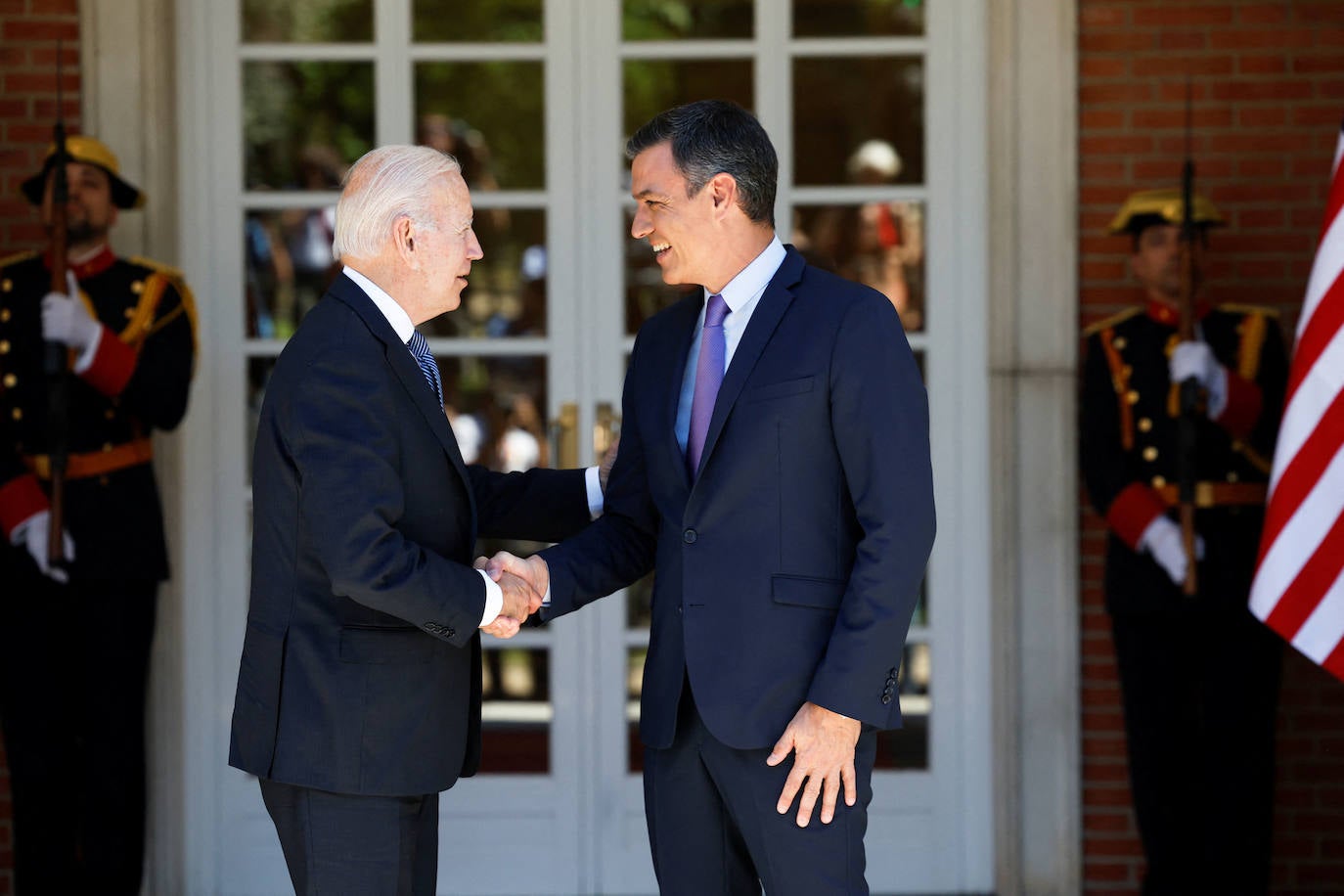 Sánchez recibe a Biden en la Moncloa en junio de 2022.