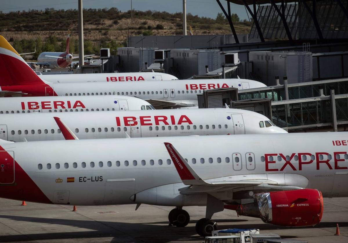 Aviones de Iberia en Madrid-Barajas.