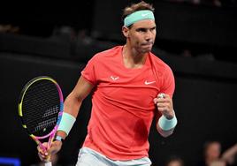 Nadal celebra un punto durante su partido ante Thiem.