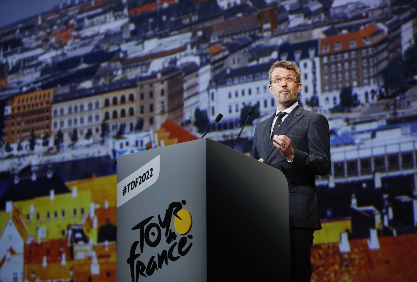 Federico interviene en la presentación del Tour de Francia 2022, que arrancó en Dinamarca.